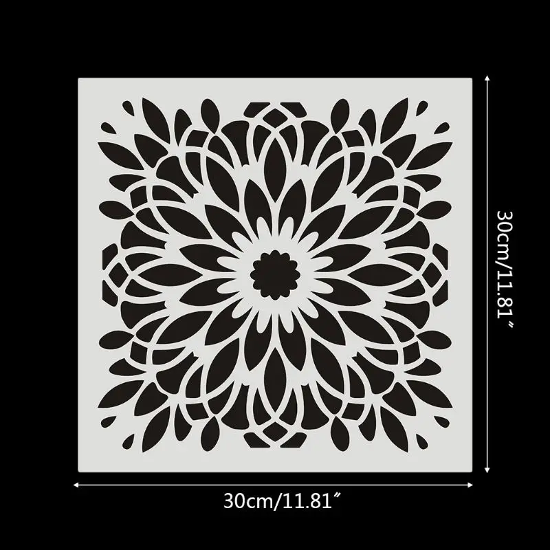 

6pcs/set Mandala Drawing Template Wall Stencil Painting Embossing for Wood Floor Tiles Model Craft