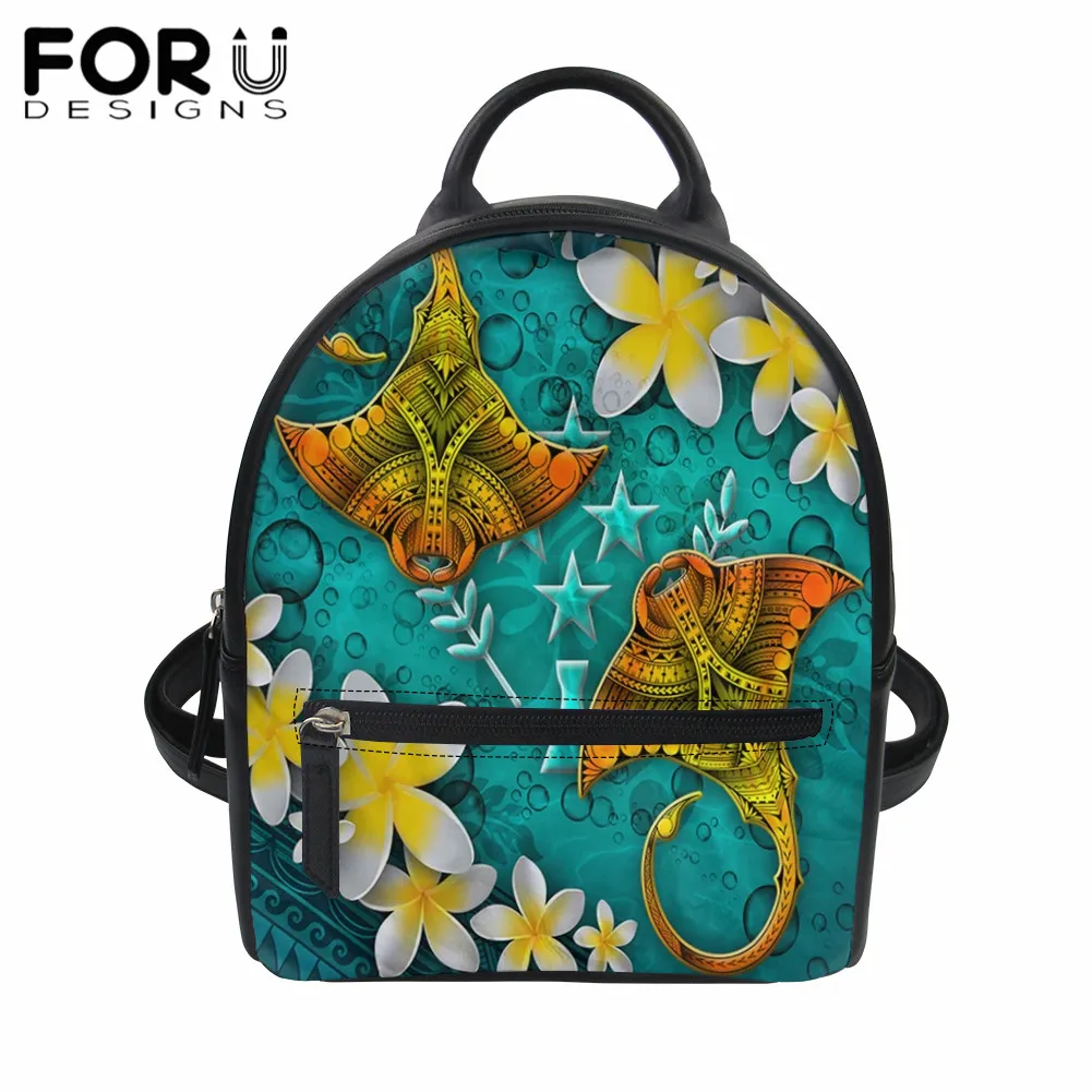 

Женский рюкзак FORUDESIGNS, полинезийская черепаха, Плюмерия, с принтом, для путешествий, сумка через плечо из искусственной кожи