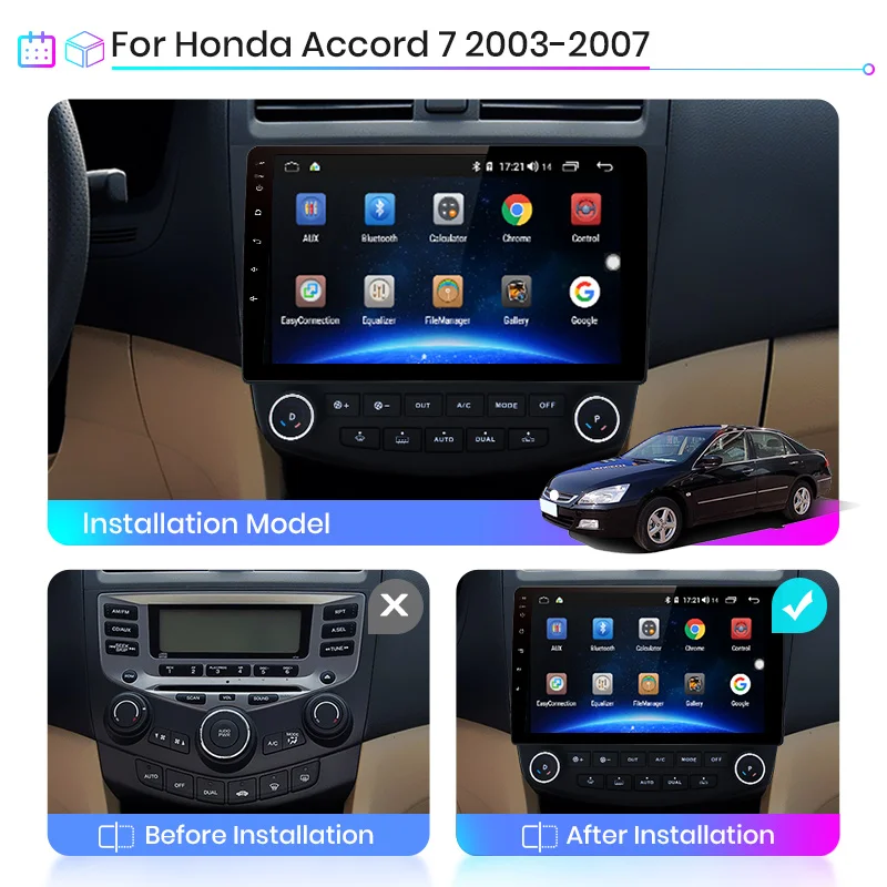 2 Din Android 9 1 Автомобильный мультимедийный плеер Авто стерео радио для Honda Accord 7 2003-2007