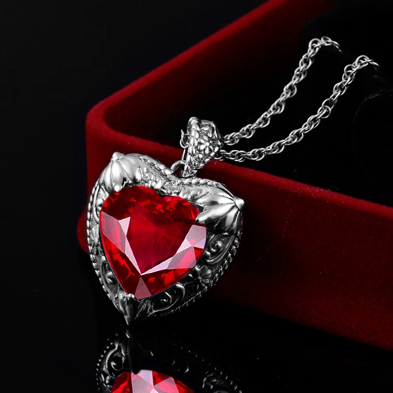Лучшие ювелирные изделия Подвески с рубинами 100% подлинное серебро 925 сердце