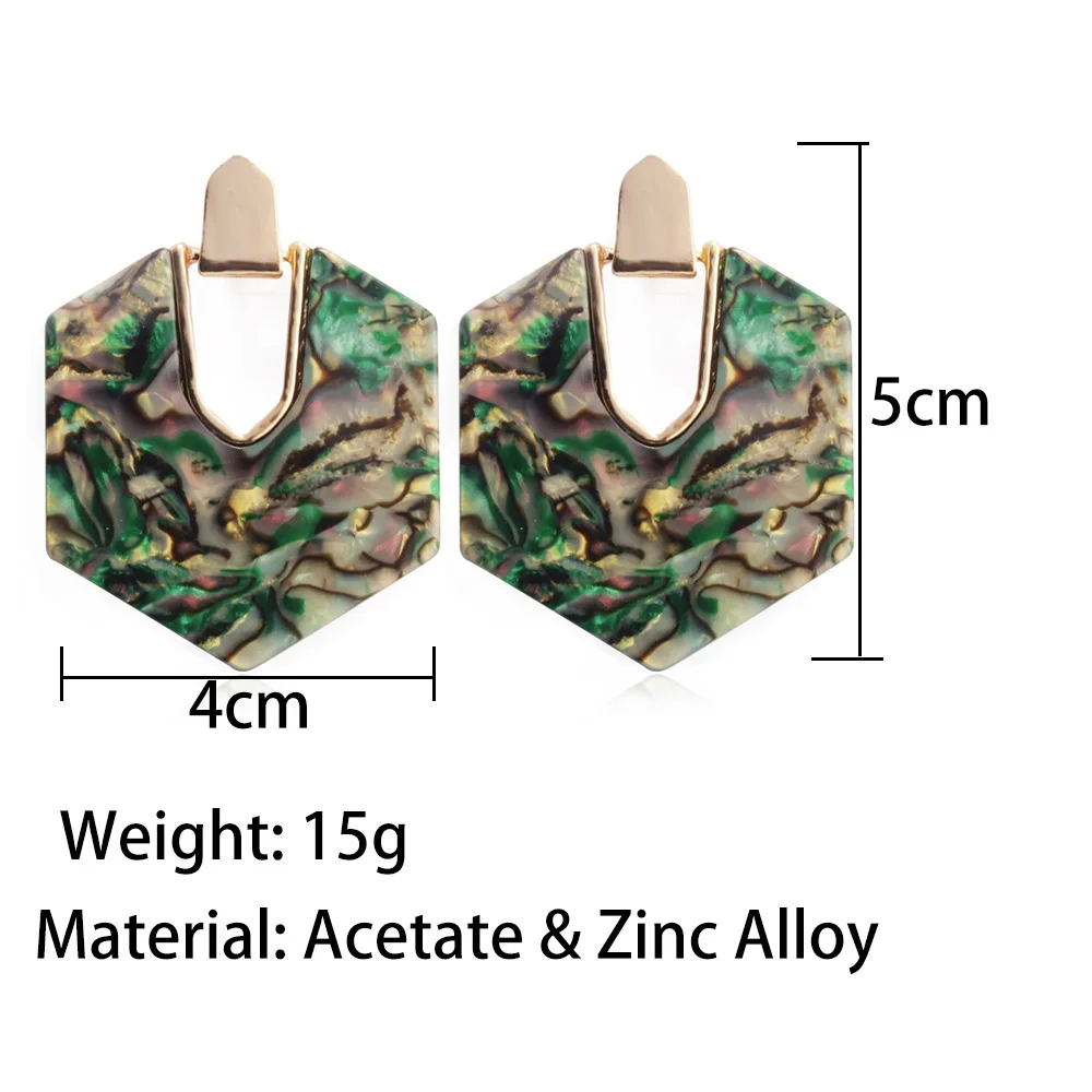 2020 ZA многоугольные акриловые серьги-подвески из смолы для женщин большие висячие