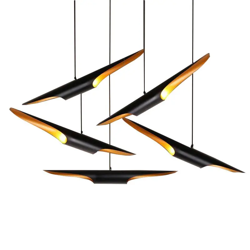 Replica Delightfull Coltrane modern loft LED chandelier lamp light pipe tube gold black wing E27 LED ceiling hanging lamp light