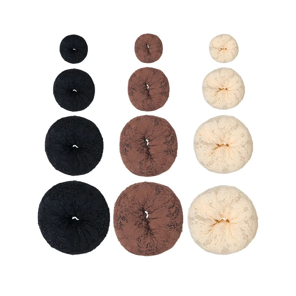 

New 4 Size DIY Lady Simple Speediness Hair Doughnut Braiders Black/Brown/Beige Lace Meatball Head Dish Hair Hair Accessories