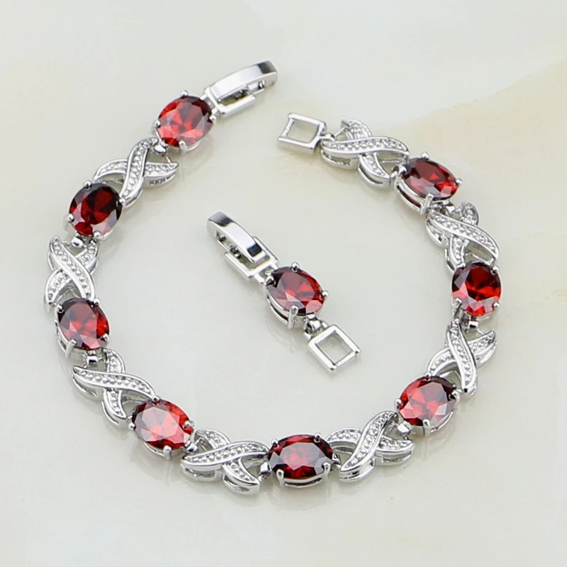 Ювелирные изделия из стерлингового серебра 925 пробы с красным цирконием и белым