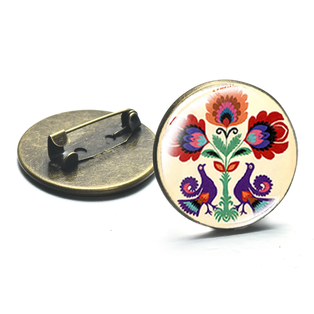 Азиатских Винтаж современный порез цветочным узором Броши лак народное