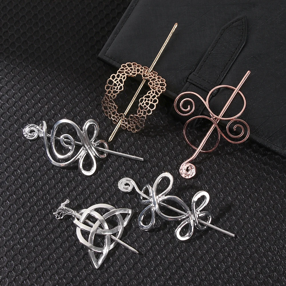 Vintage Celtics Knots Thistle and Thorns Hairpins Antique Silver Metal Stick Slide Hair Clips Women Accessories Jewelry | Красота и