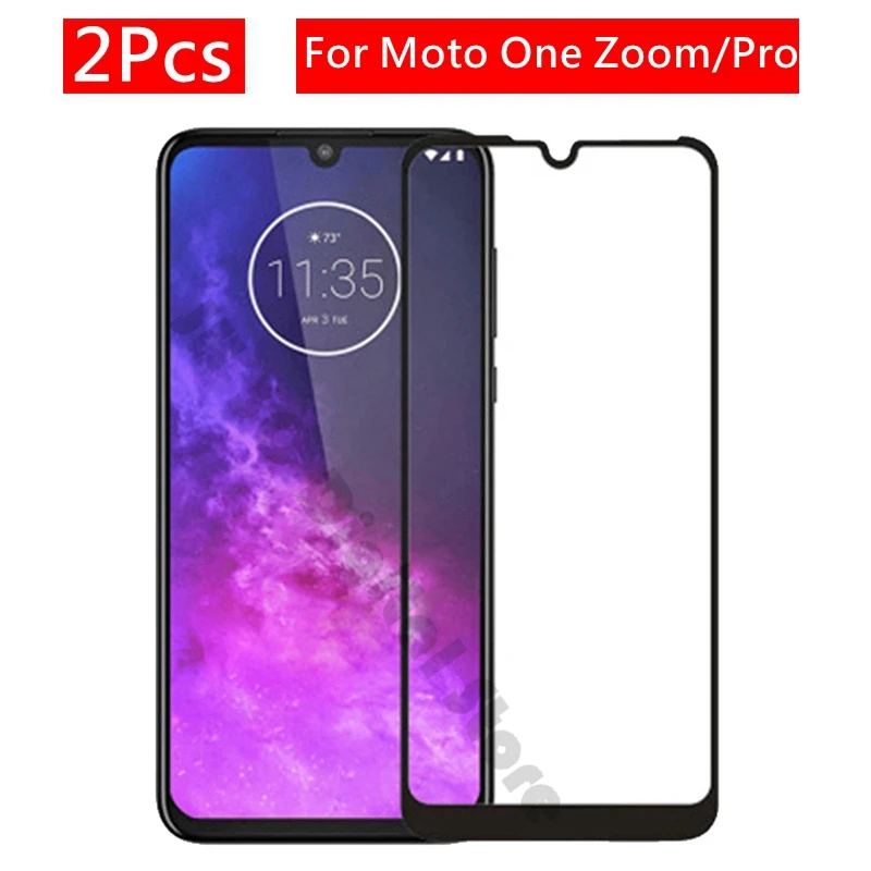 2 шт Полное покрытие протектор экрана закаленное стекло для Motorola Moto One Zoom