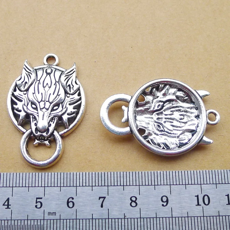 

LY232 27 * 40mm 8.4G Alloy wolf Head Antique charm ornament Accessories Retro DIY Pendant 10pcs/Bag