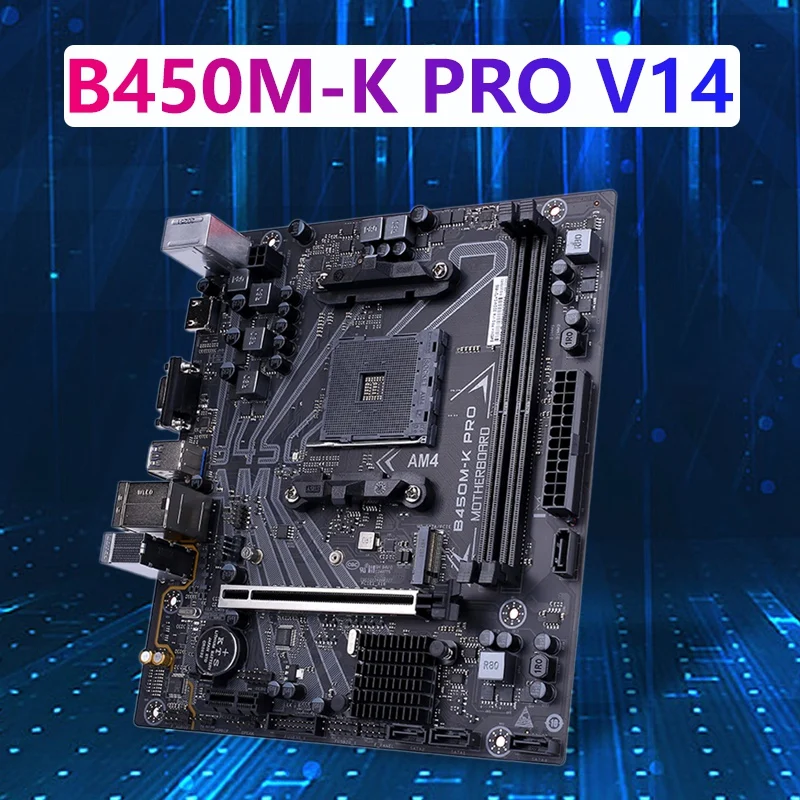 Красочные B450M-K PRO V14 материнская плата двухканальный DDR4 2400/213 Гц SATA 6 ГБ/сек. для AMD AM4