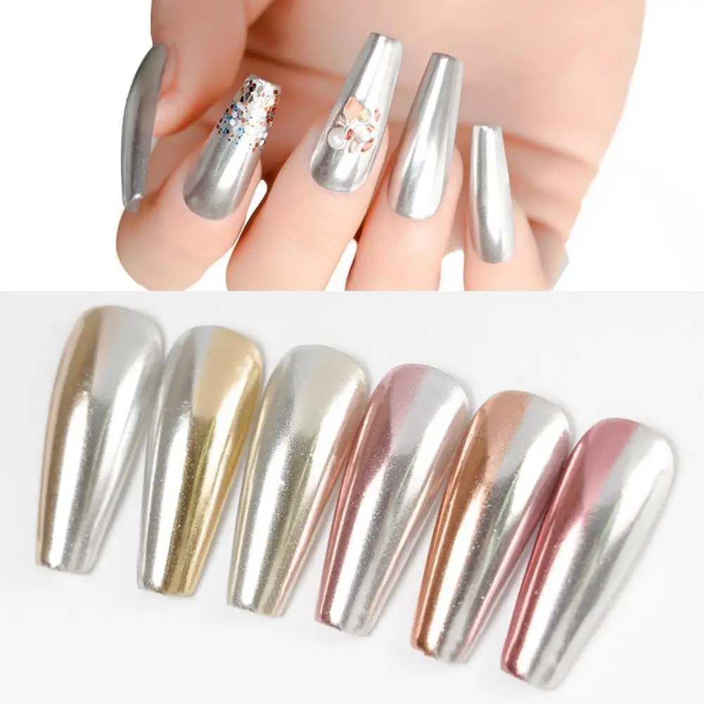 

2 Colors Mirror Powder Champage Rose Gold Nail Glitter Gel Manicure Decor Art Pigment Powder Metallic Sparkling Polish Uv P8i9