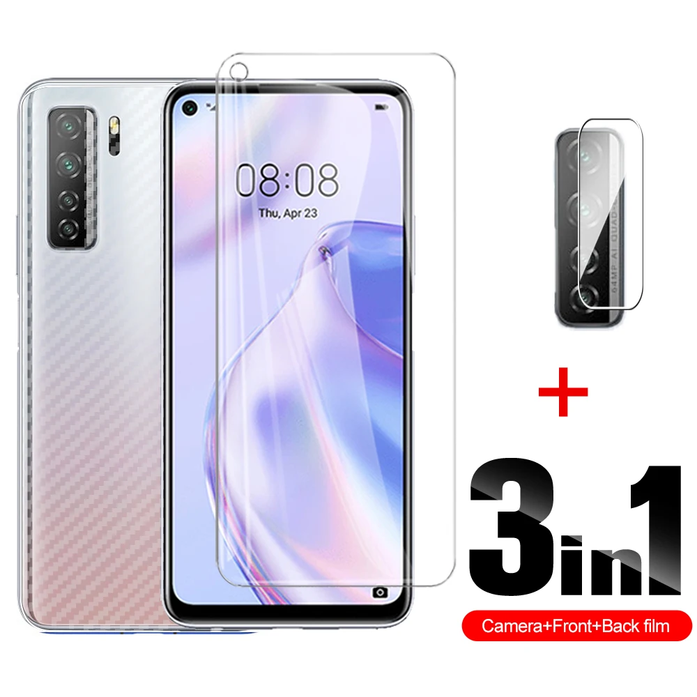 Защитное стекло 3 в 1 + Задняя волоконная пленка для Huawei nova 7 se 7i s 6se Защитная экрана