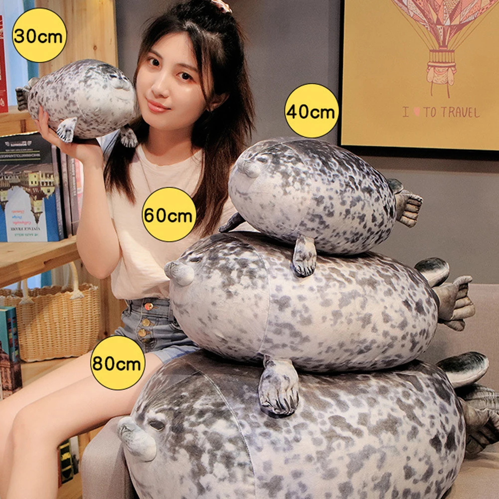 

High Quality 80cm Sea Lion Toy 3D Novelty Throw Pillow Soft Seal Plush Stuffed House warming Party Hold Pillow Living Room Decor