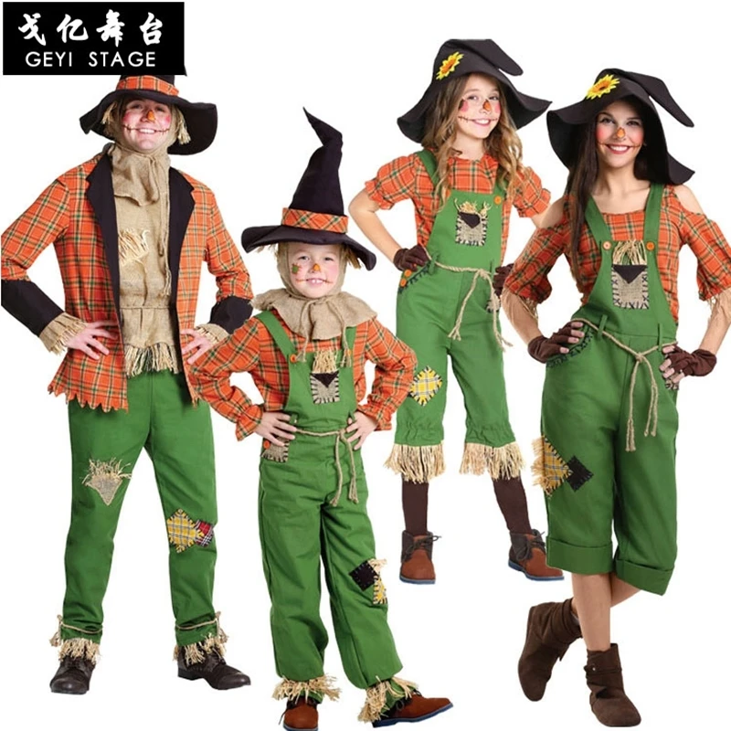 

Wizard of OZ Costume Kids Adult Women Performance Scarecrow Cosplay Fancy Party Dress Halloween Carnival Girls Clothing with Hat