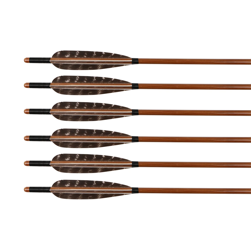 6 шт./лот перьевая стрела для охоты острый наконечник стрелы Бамбуковая Стрела