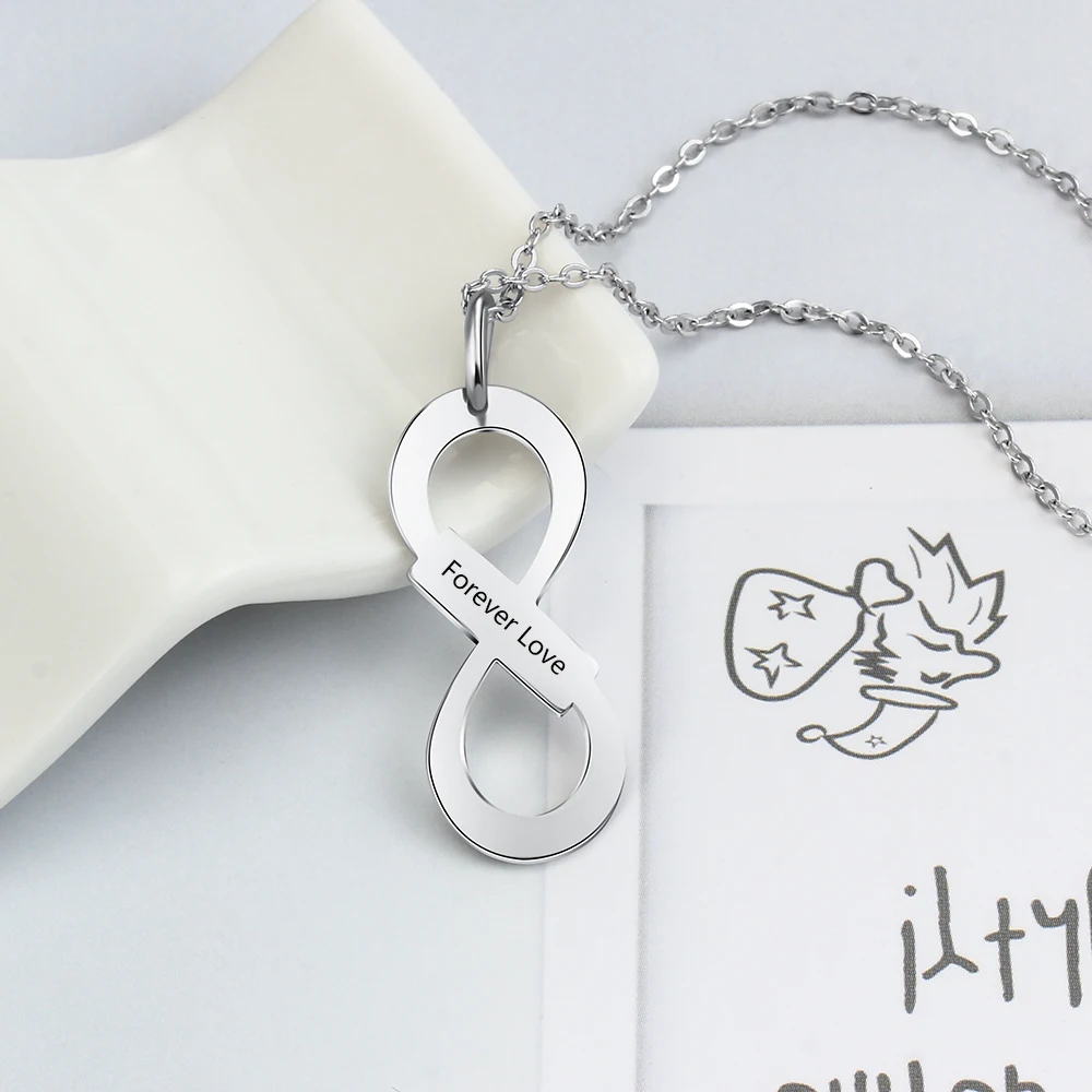 Бесплатная гравировка Бесконечность бар ожерелье из нержавеющей стали
