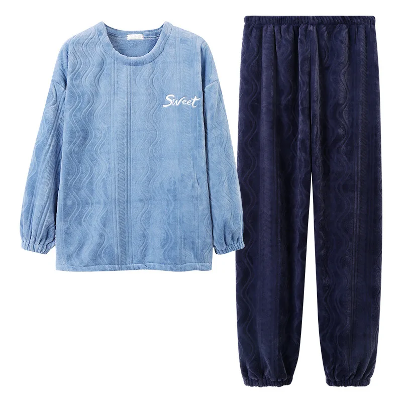 2021 Winter Flannel Pajamas for Men Thick Pajama Male Warm Pajamas Lovely Panda Sleepwear Lounge Set Casual Plaid Patwork Pijama