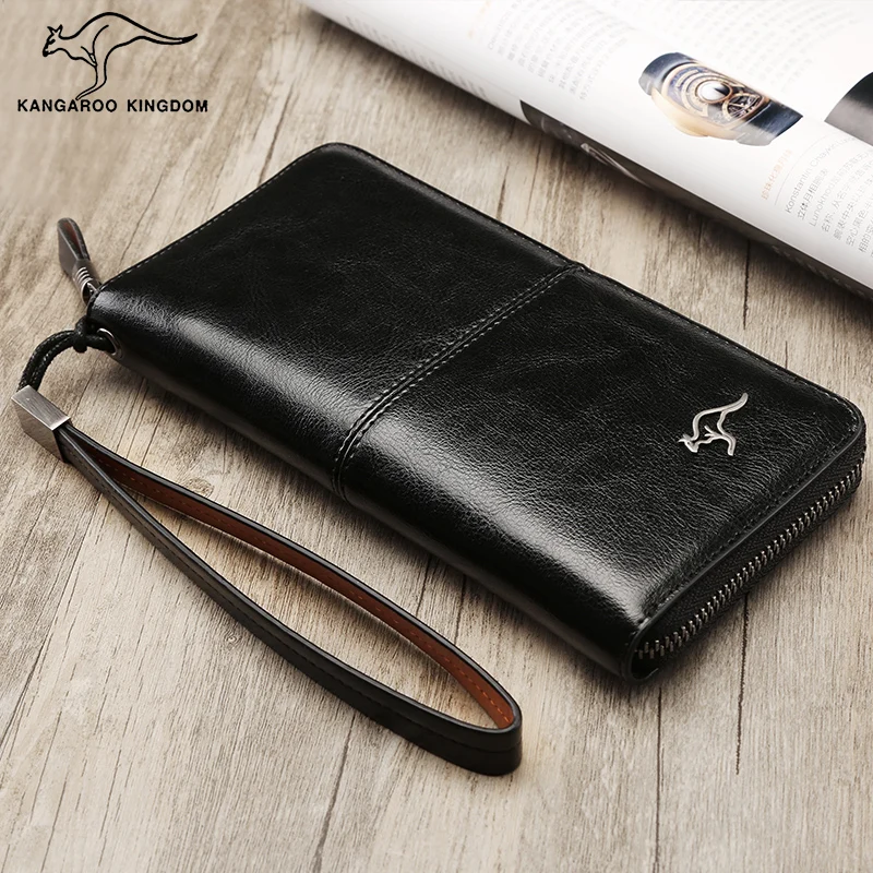 Модные мужские кошельки KANGAROO KINGDOM из спилка длинный мужской клатч кошелек для