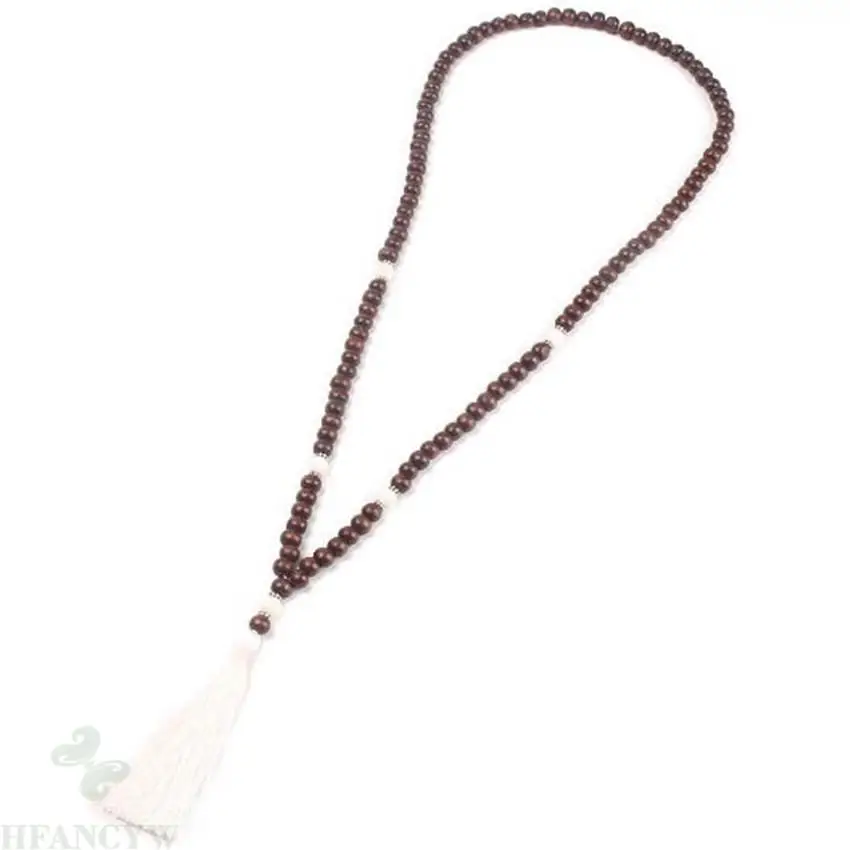 

8mm Rosewood 108 Buddha Beads Tassels Mala Necklace Handmade cuff Buddhism Wristband Fancy spirituality chain pray Reiki Bless