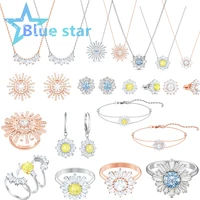 swa newshe gifts for new year 2022 trends womens jewelry store austrian crystal sun flowers mini earrings free shipping