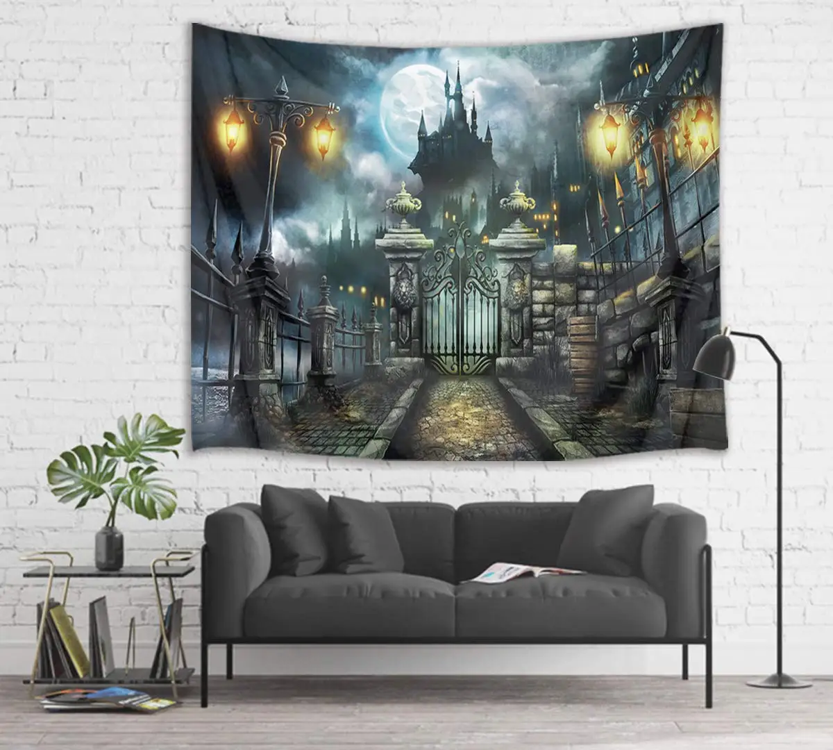 Ковер Замок с привидениями здание ретро ворота настенный подвесной полнолуние в