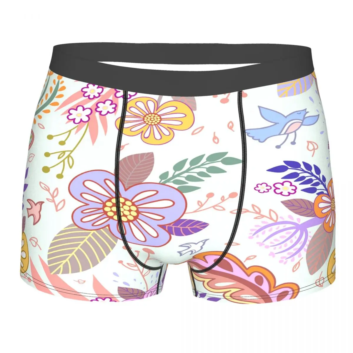 

Mens Boxer Briefs Cartoon Spring Flower Botanical Brief Underwear Pouch Soft Big Boys Trunks Underpants