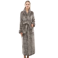 night dress women bathrobe flannel robe womens winter lengthened coralline plush shawl bathrobe long sleeved robe coatg3