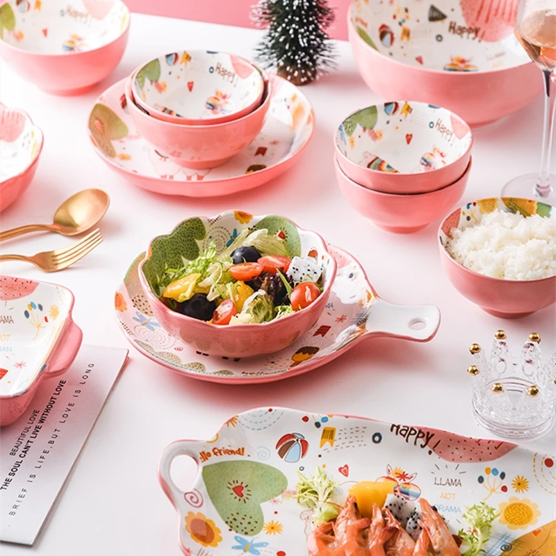 Милый Альпака ужинная тарелка ручной росписью безопасная посуда для детей