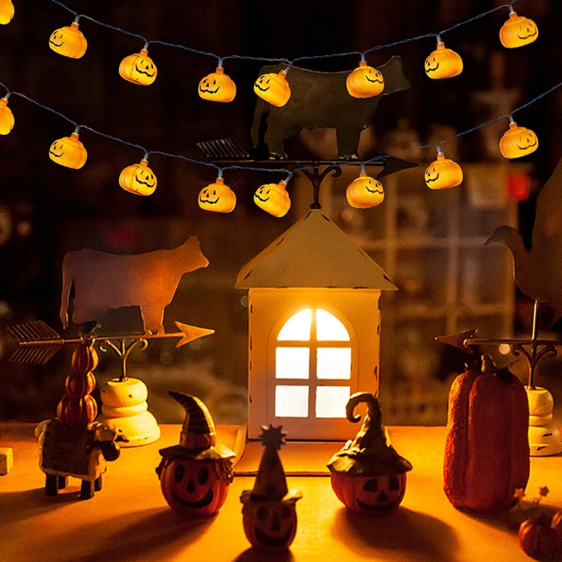 

1.5M 2M 3M Halloween Pumpkin String Lights 3D Halloween Lantern Party Home DIY Decor Warm White Battery Operated Light