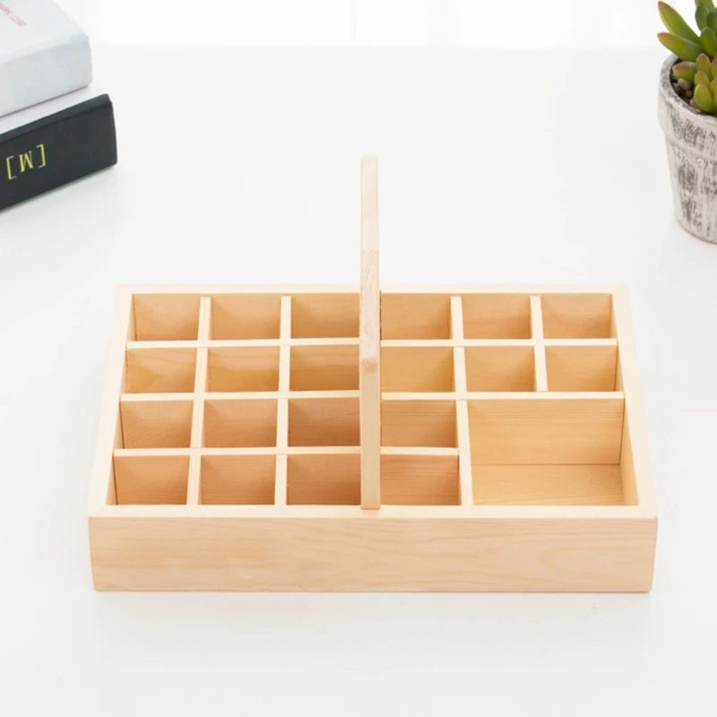 X7AB Essential Oil Storage Box Case Wooden Organizer Holds 21 Bottles with Handle | Дом и сад
