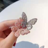 u magical luxury butterfly open adjustable ring for women white pink shining rhinestone hollow metal index finger ring jewelry