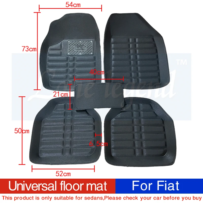 

Universal car floor mats for Fiat All Models Ottimo 500 Panda Punto palio Linea Sedici Viaggio Bravo Freemont styling