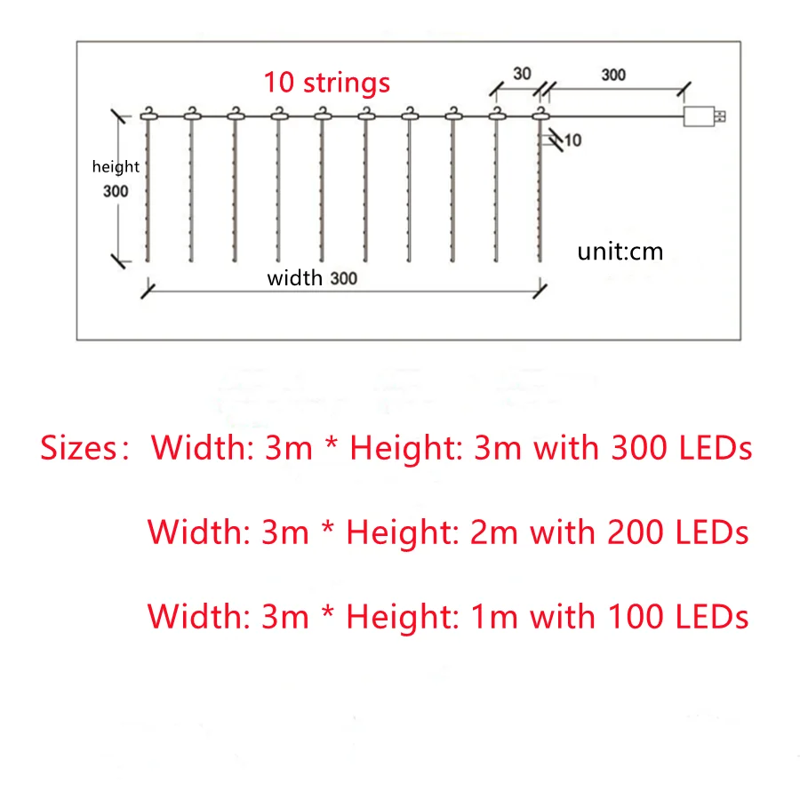 

3M LED Christmas Fairy String Lights Remote Control USB New Year Garland Curtain Lamp Holiday Decoration For Home Bedroom Window
