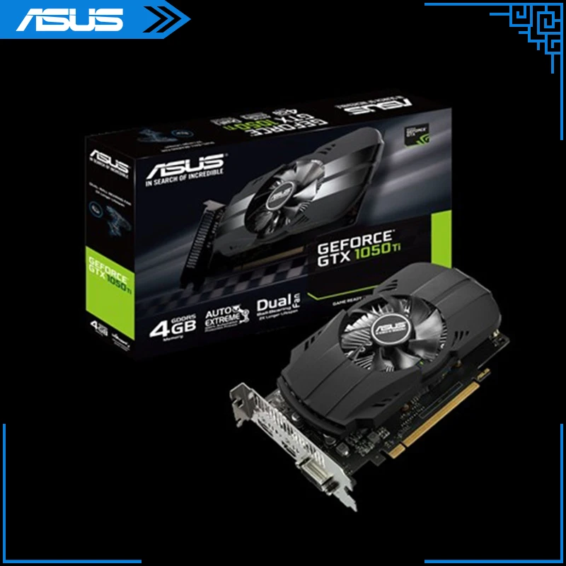 Asus PH GTX1050TI 4G видеокарта NVIDIA GeForce GTX 1050 TI GDDR5 4 Гб PCI Express 3 0 16X DVI D DP 1 игровая видео
