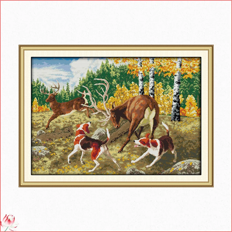 

Набор для вышивки крестиком с изображением гондушки и лося, традиционная вышивка 11CT 14CT, ручная работа, рукоделие, украшение для дома, подаро...