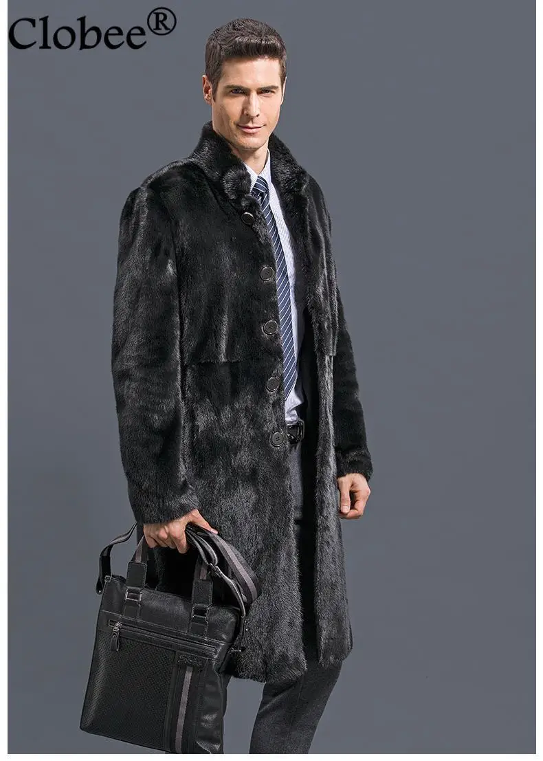 2020 Vetement Fluffy Male marten mink overcoat outerwear Men black faux fur coat winter thicking outwear | Мужская одежда