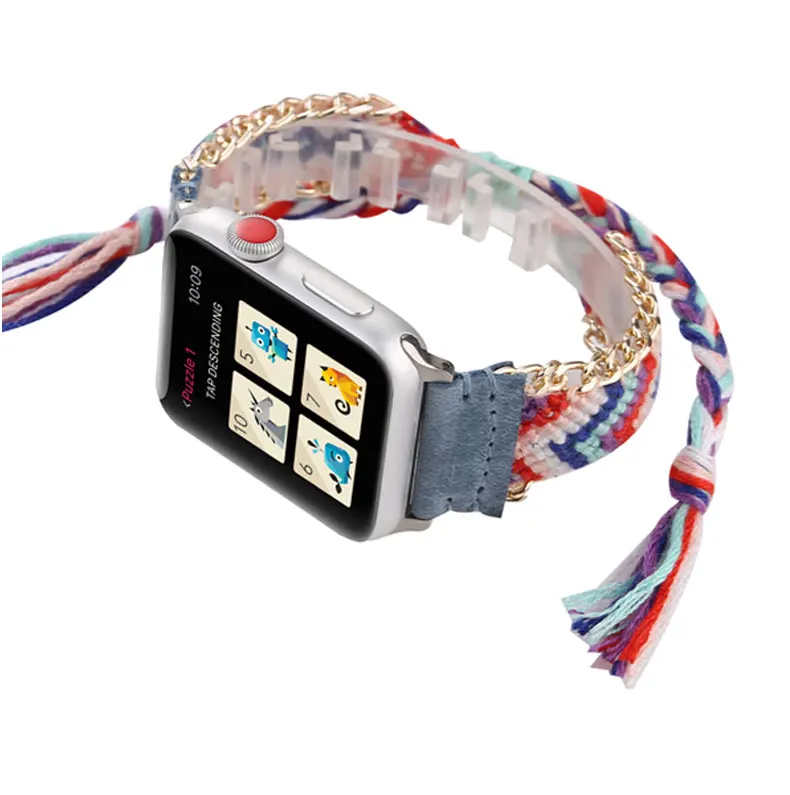 Плетеный веревочный ремешок для apple watch 5 ремешок 44 мм 40 мм iwatch ремешок 42 мм 38 мм браслет ремень ручной работы часы Ремешки для наручных часов серия 5 4 32