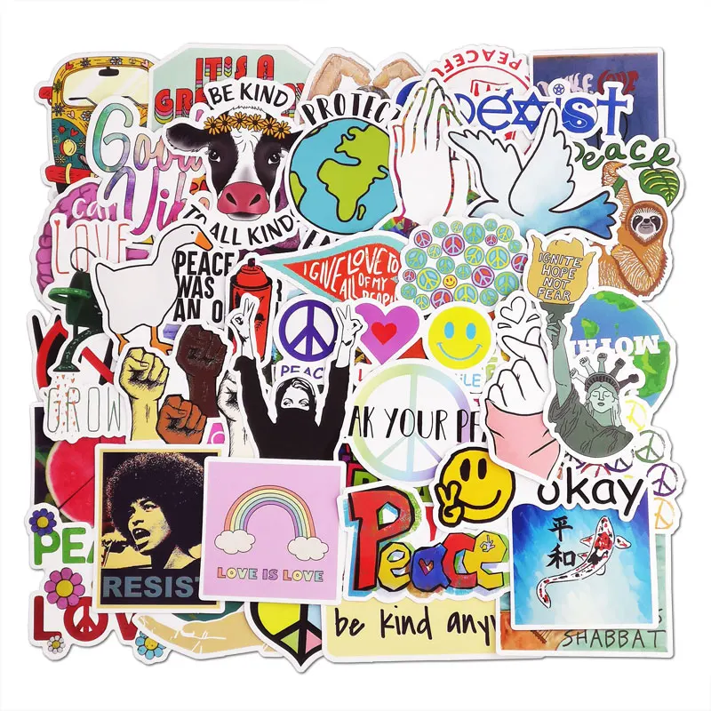 

Наклейки виниловые, 50 шт./лот, с изображением граффити, хиппи, для чемодана, багажа, ноутбука, скейтборда, гитары, автомобиля