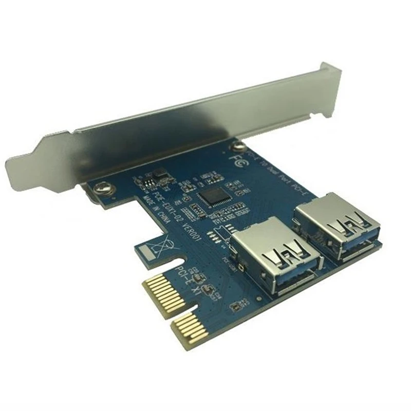 

SSU PCI Expansion Card PCIE 1X to 2 Ports USB 3.0 HUB Controller Adapter Riser Cards for Bitcoin Mining Device Miner Antminer