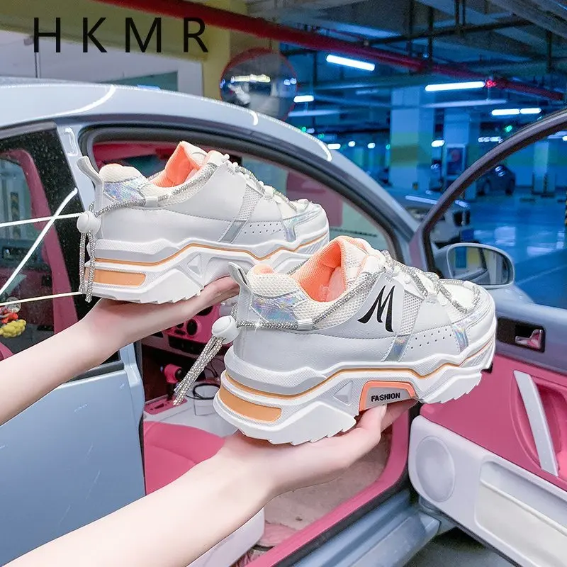 

Womens Sneakers Tennis Female Korean Ladies Shoes Platform Roses Trainers Fashion 2021 Casual Heels Thick Sole Mesh Med Lace-Up