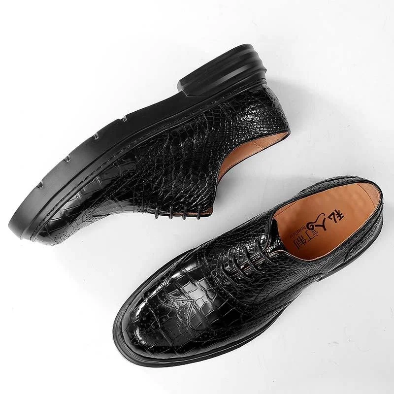 casual luxury high quality dress designer italian shoes for men formal fashion crocodile leather business carved breathable free global shipping