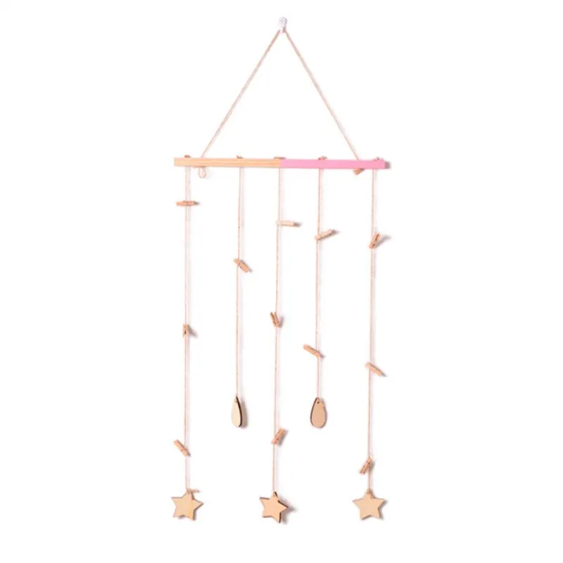 DIY Деревянная открытка фото с зажимами настенные Висячие украшения карточные