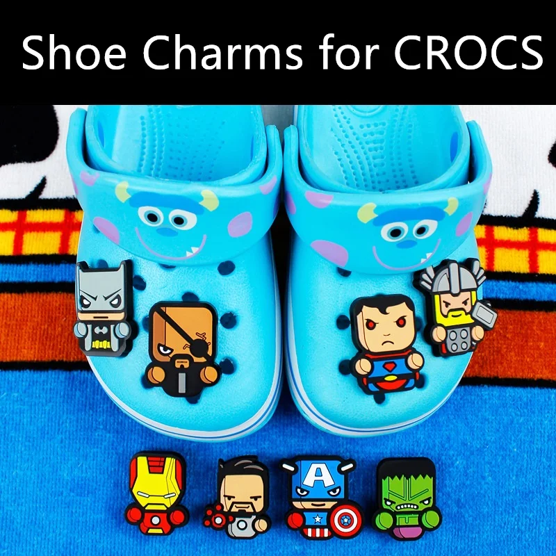 Аксессуары для обуви Кроксы в виде супергероев подвески из мрамора украшения