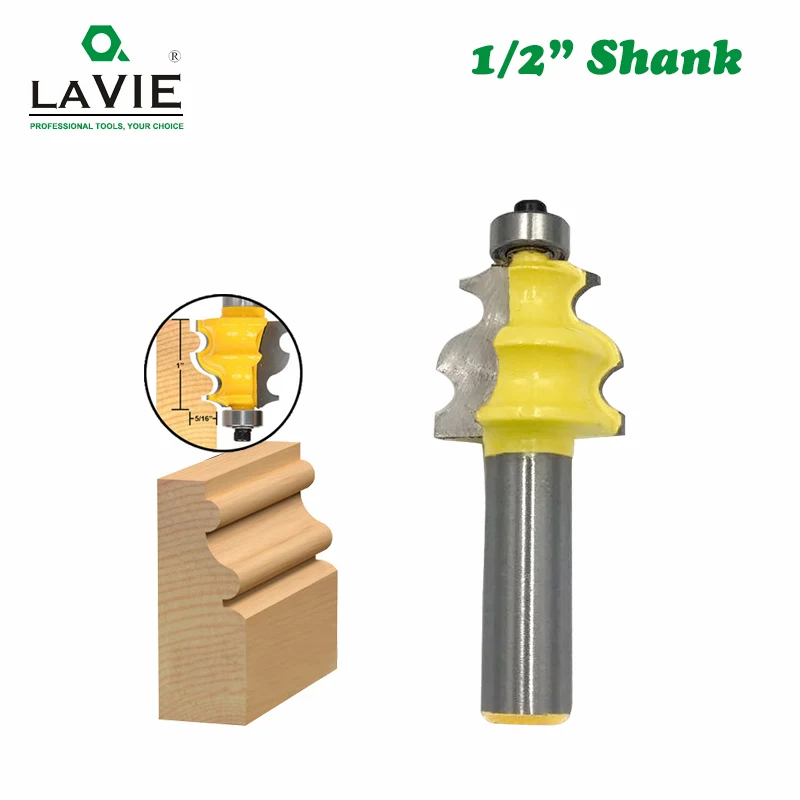 LAVIE 1pc 12mm 1/2 Shank Line Router Bit for Wood Architectural Molding Woodworking Milling Cutter Machine Tools Face Mill 03140