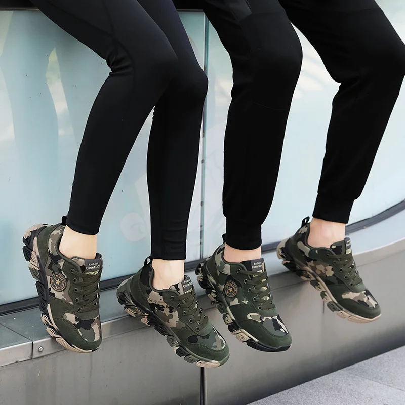 Green Breathable Sneakers For Men Outdoor Non-Slip Mens Hiking Shoes Trekking Low Camouflage Woman Hiking Shoes Zapatos Hombre