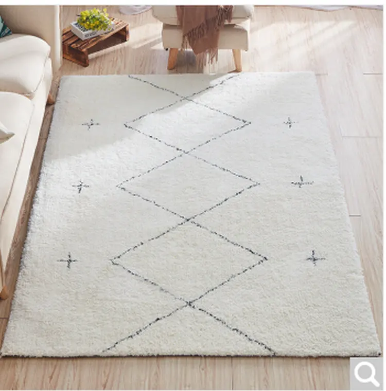 morocco black white geometric pattern carpet for living room home bedroom india cotton woven rug sofa coffee table floor mat free global shipping