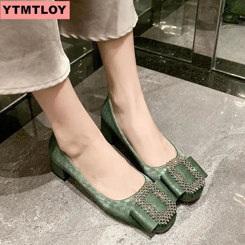 Женская обувь на высоком каблуке удобная толстом с квадратным носком осень 2019 |