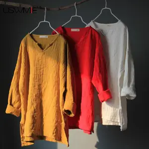 Женская рубашка с длинным рукавом, двухслойная Повседневная рубашка в стиле ретро, с V-образным вырезом, 3 цвета, для осени, 2020