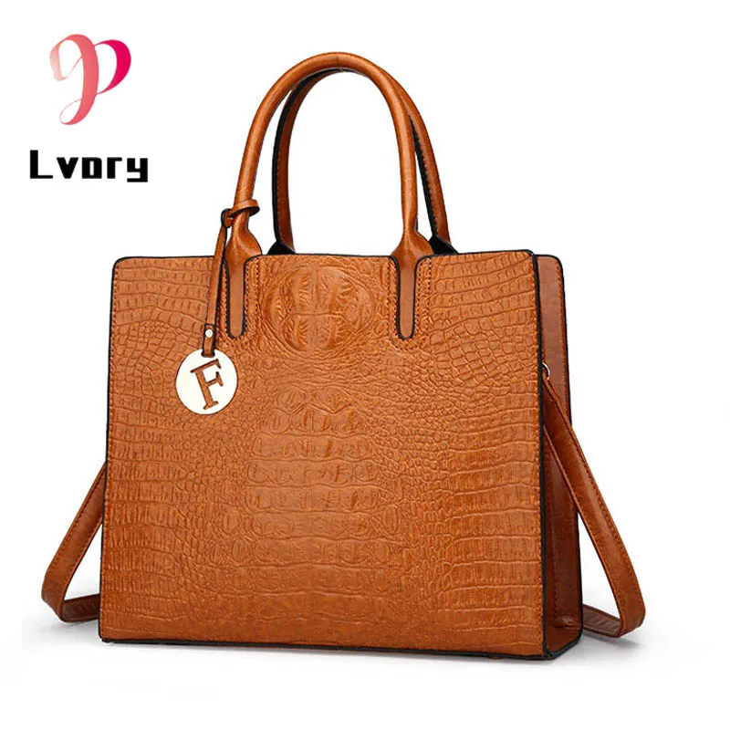 Женская сумка тоут через плечо вместительная из кожи крокодила 2018|Сумки с