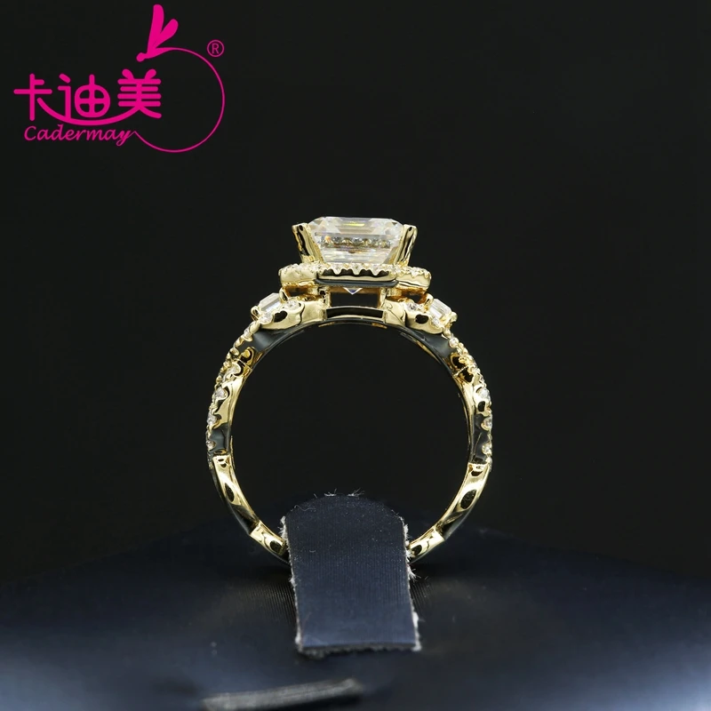 CADERMAY Luxury 925 Sterling Silver Ring 7x7 Asscher Cut White D vvs Moissanite Diamond Engagement Wedding Ring For Women