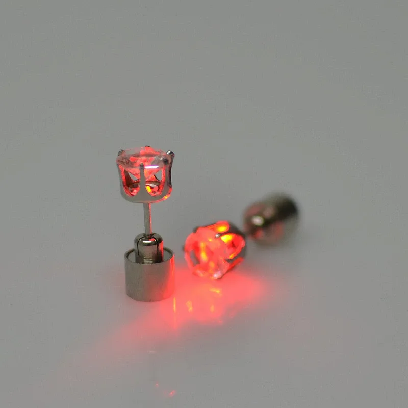 1pair Charm LED Earring Light Up Crown Glowing Crystal Ear Drop Stud Jewelry Dance Party Accessories Supplies Gift |